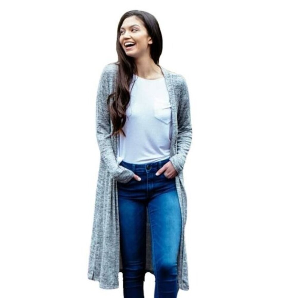 Hello Mello Carefree‎ Threads Long Cardigan DarkGray Small